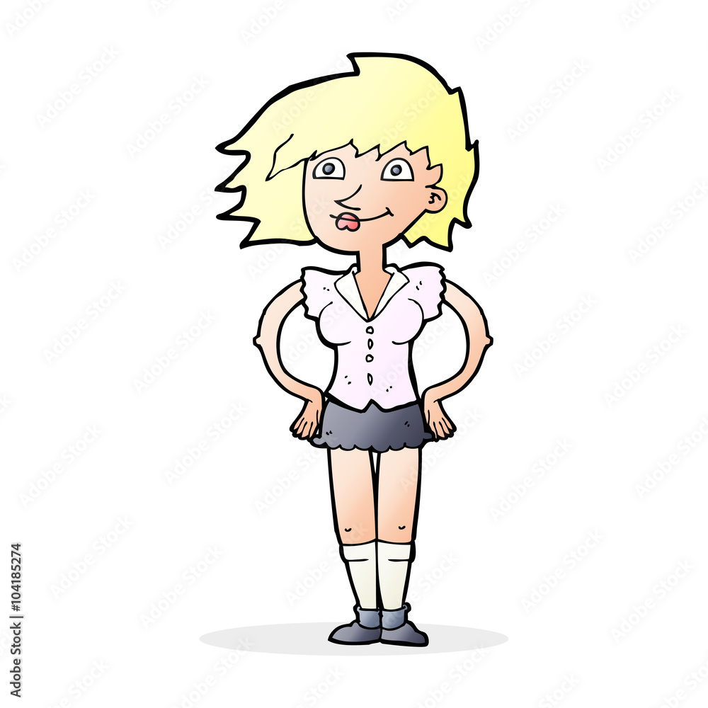 cartoon woman with hands on hips cartoon woman with hands on hips