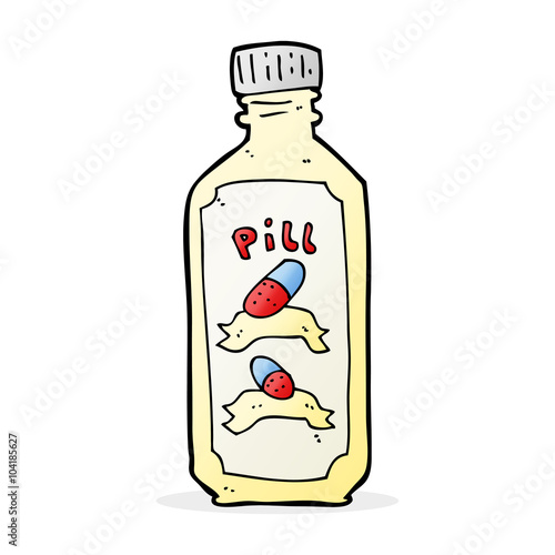 cartoon old bottle of pills