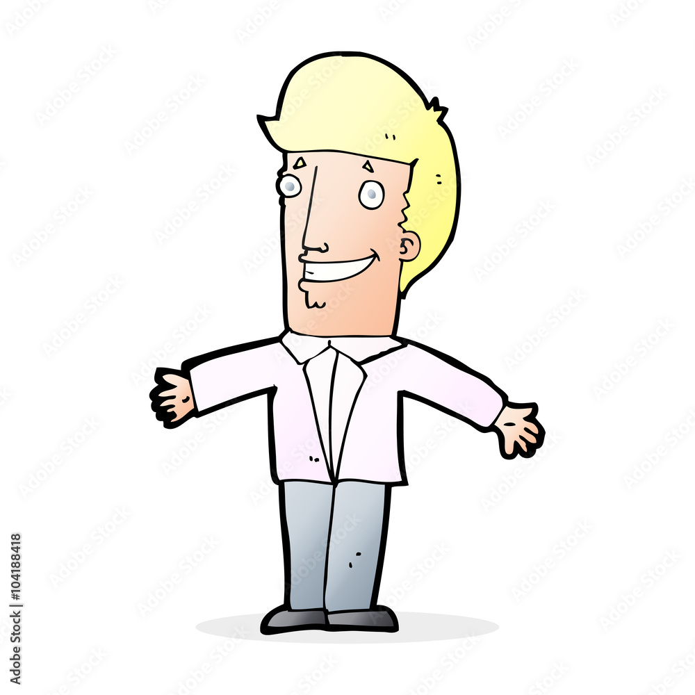 cartoon grining man with open arms cartoon grining man with open arms