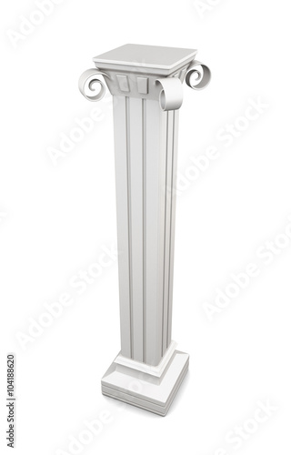 Marble column isolated on white background. 3d rendering.
