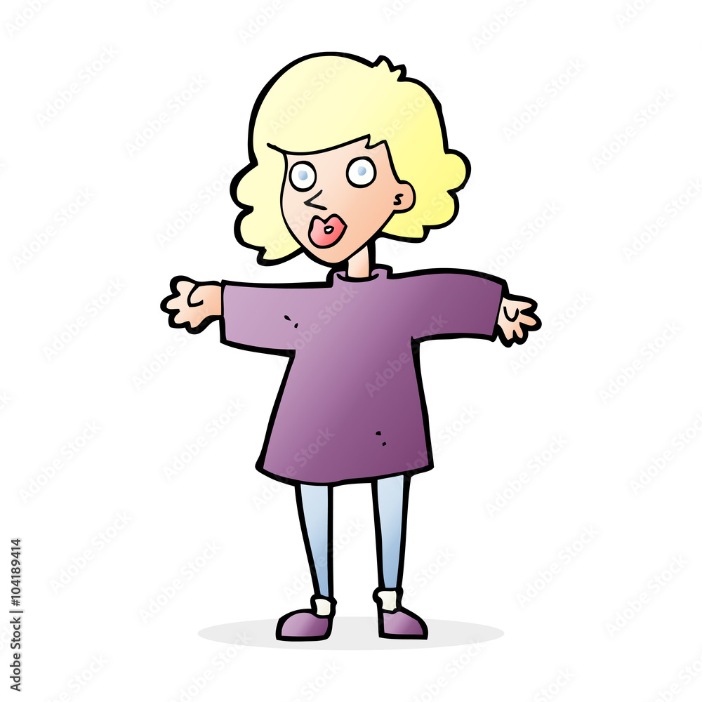 cartoon nervous woman