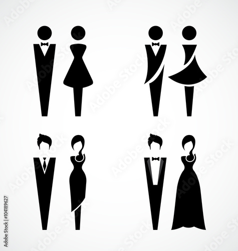 Male and female icon set-Vector Illustration
