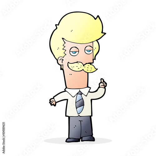 cartoon mna with mustache explaining