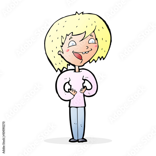 cartoon excited woman