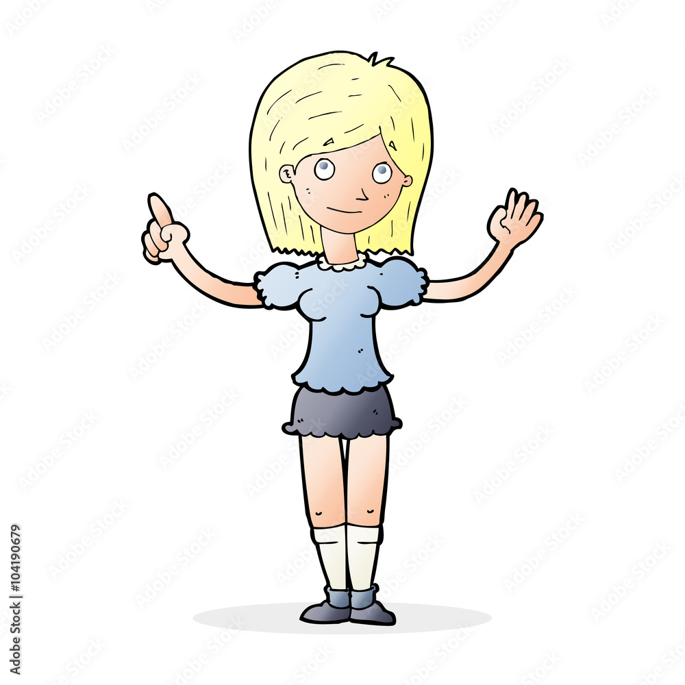cartoon woman explaining idea cartoon woman explaining idea