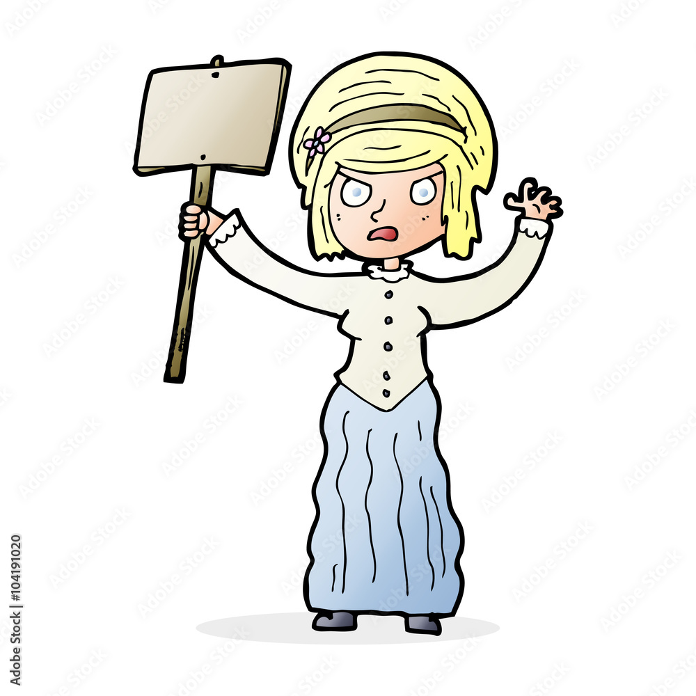 Fototapeta premium cartoon vicorian woman protesting