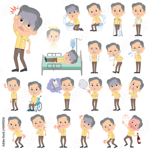 Yellow short sleeved president Men About the sickness