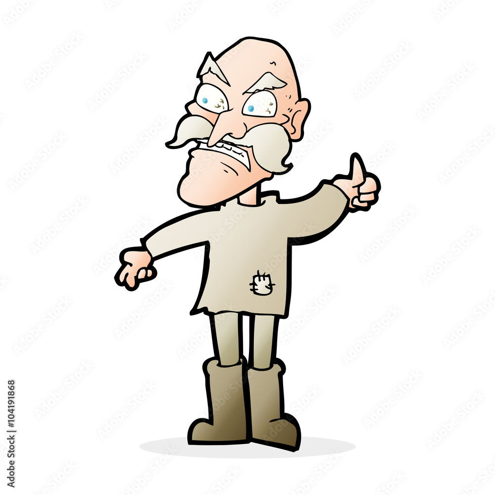 cartoon angry old man in patched clothing cartoon angry old man in patched clothing