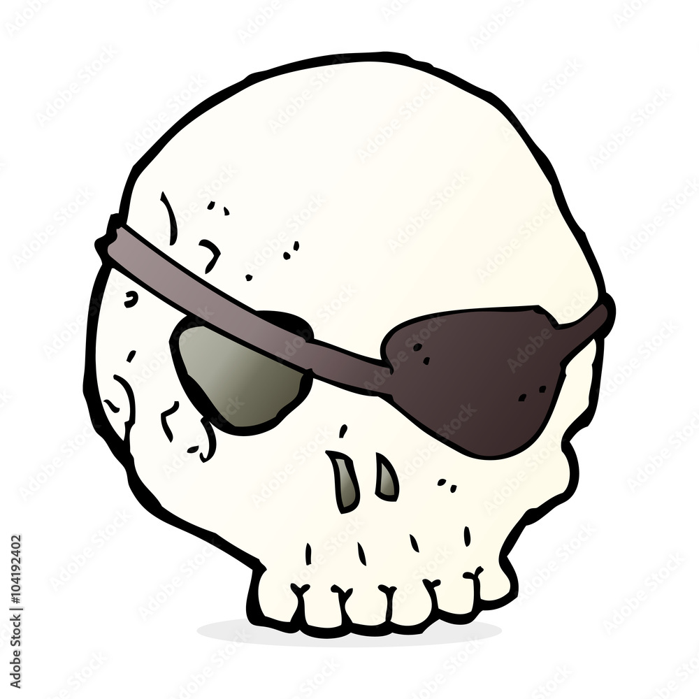 cartoon skull with eye patch cartoon skull with eye patch