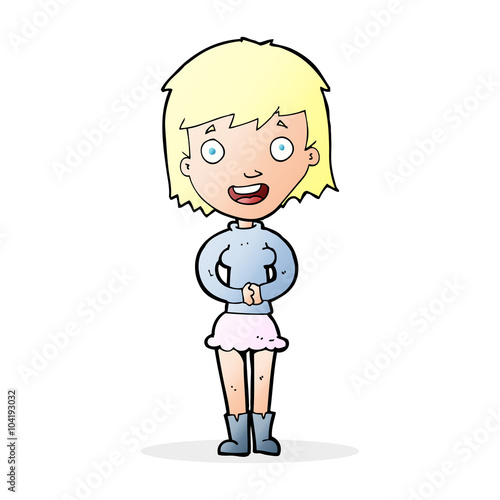 cartoon excited woman