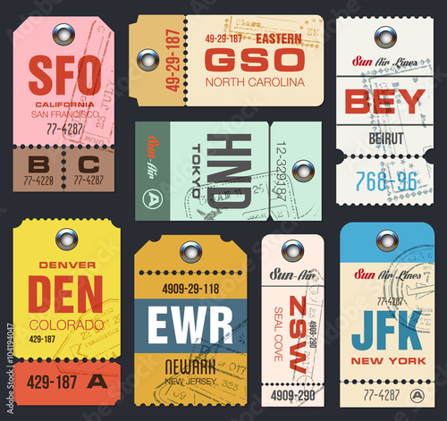Airline tags. Checklist for Travelers. Vector