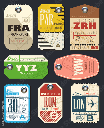 Airline tags. Checklist for Travelers. Vector
