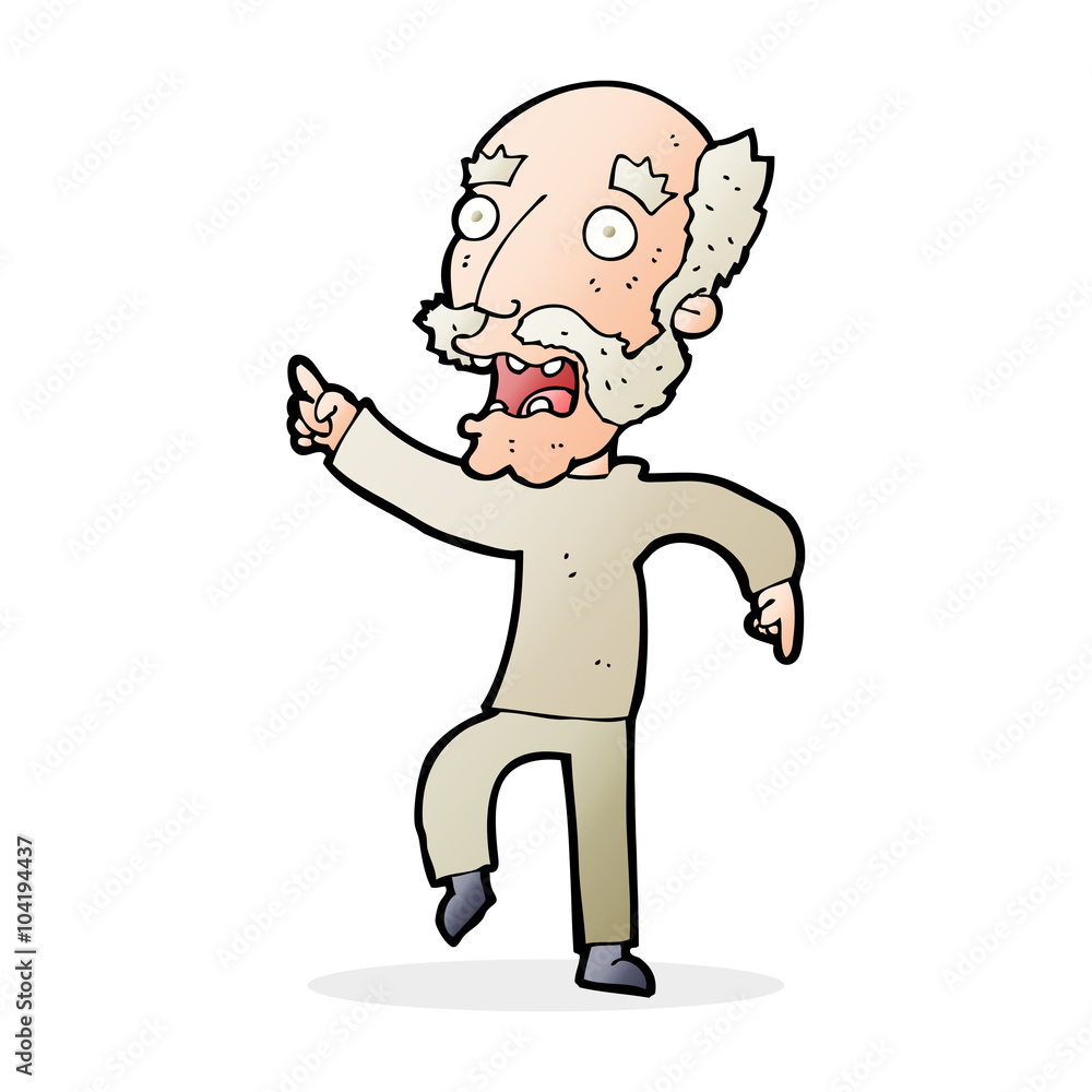 cartoon frightened old man