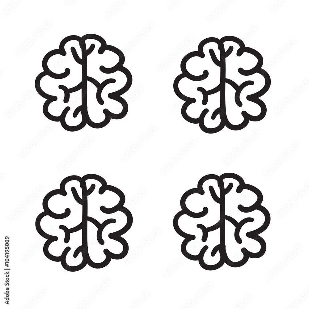 Fototapeta premium Hand drawn brain set vector icon illustration .