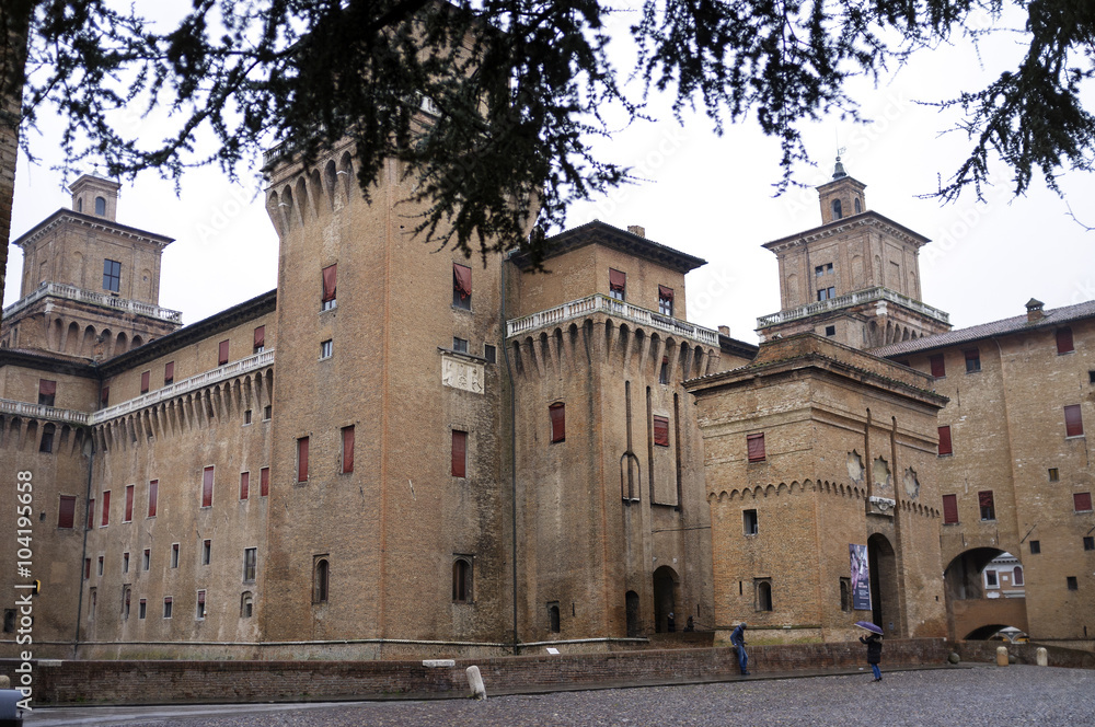 Ferrara, the Estense Castle detail. Color image