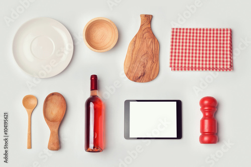 Tableau sur toile Restaurant mock up template with organized objects