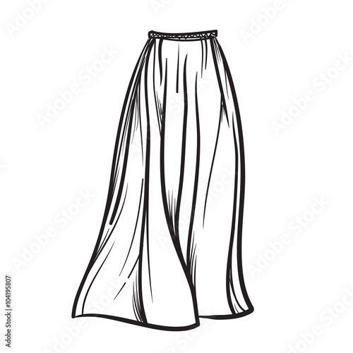 Stylish skirt model hand drawn vector illustration.