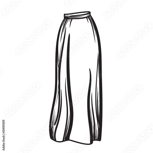 Stylish skirt model hand drawn vector illustration.