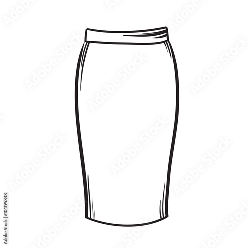 Stylish skirt model hand drawn vector illustration.