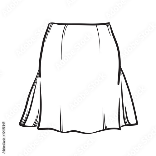Stylish skirt model hand drawn vector illustration.