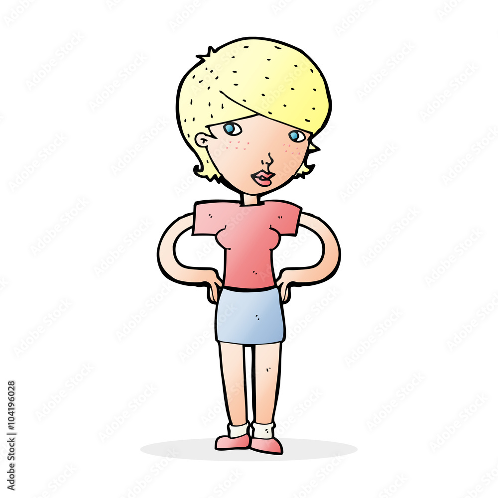cartoon woman with hands on hips cartoon woman with hands on hips
