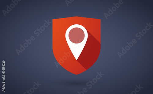 Long shadow shield icon with a map mark Free Download Long shadow shield icon with a map mark - GFXLoad