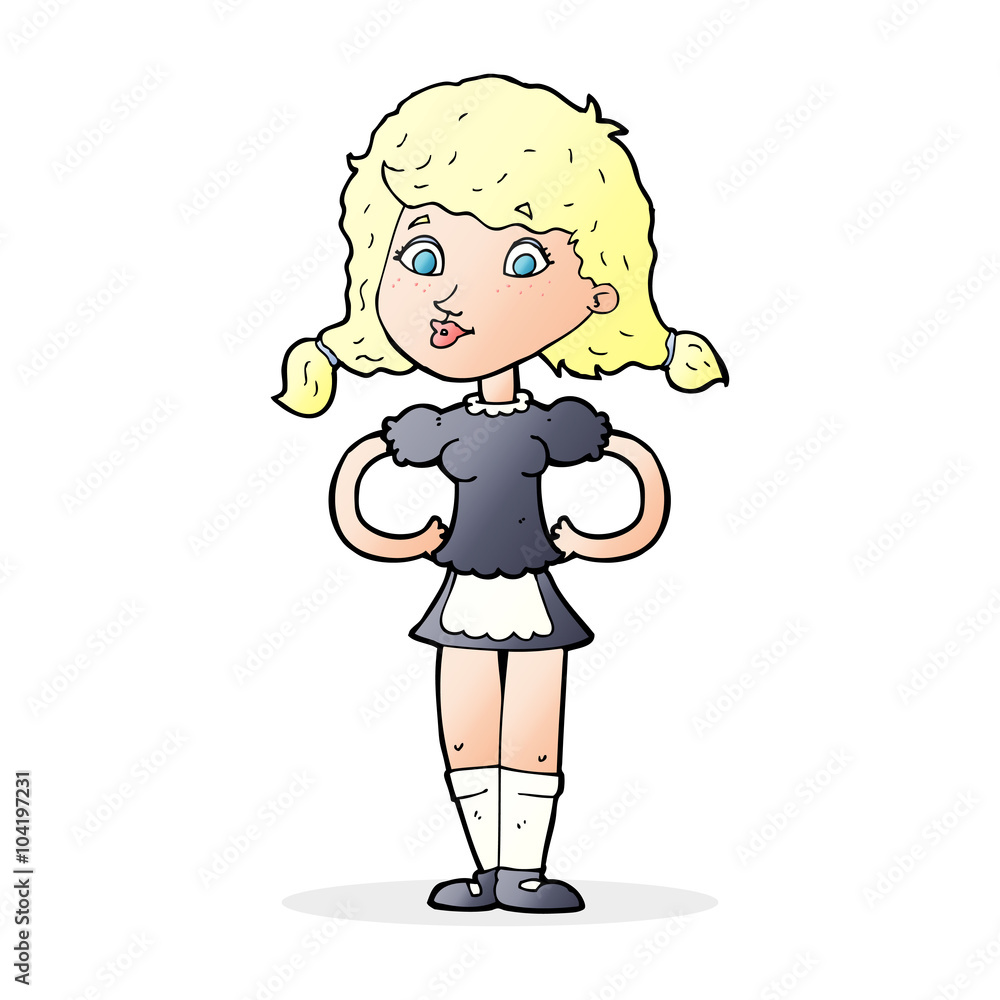 cartoon happy waitress woman cartoon happy waitress woman