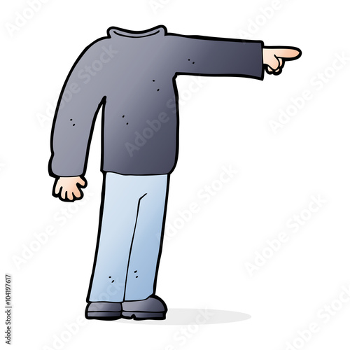 cartoon headless man pointing