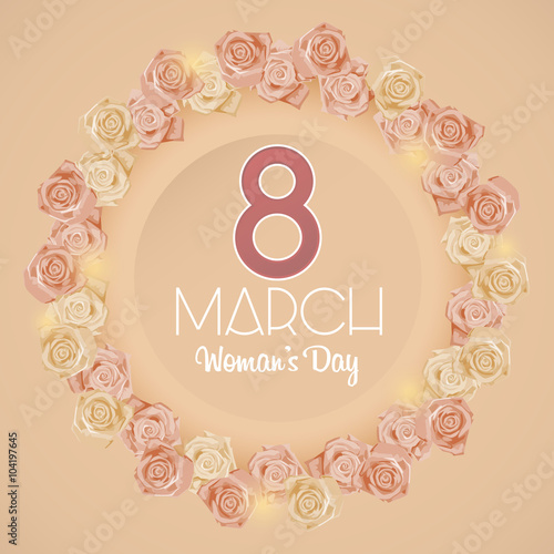 Postcard for holiday International Woman's Day with roses