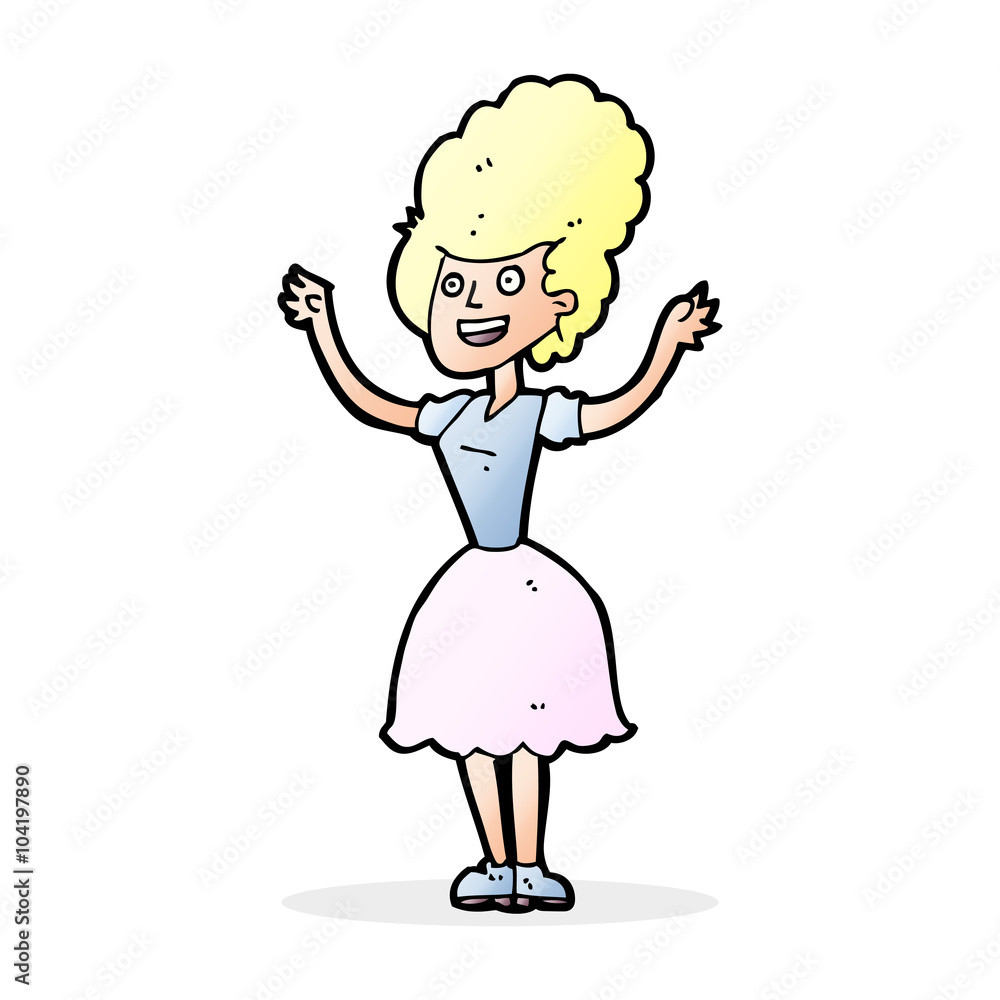 cartoon happy 1950's woman cartoon happy 1950's woman