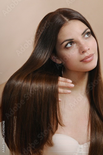 portrait of young woman whith long hair
