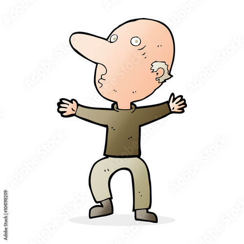 cartoon worried middle aged man