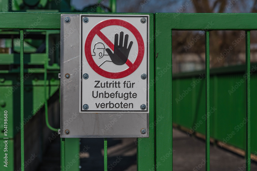 Fototapeta premium Schild Zutritt verboten