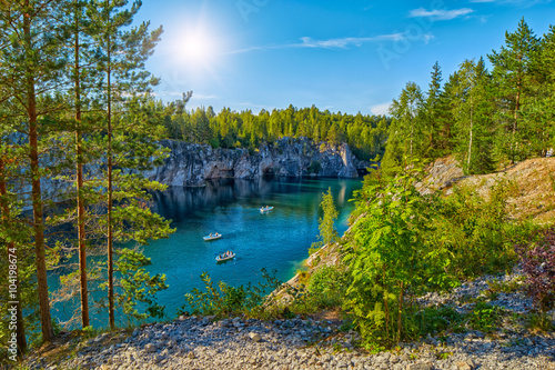 Perfect day in Marble Canyon in Karelia photo