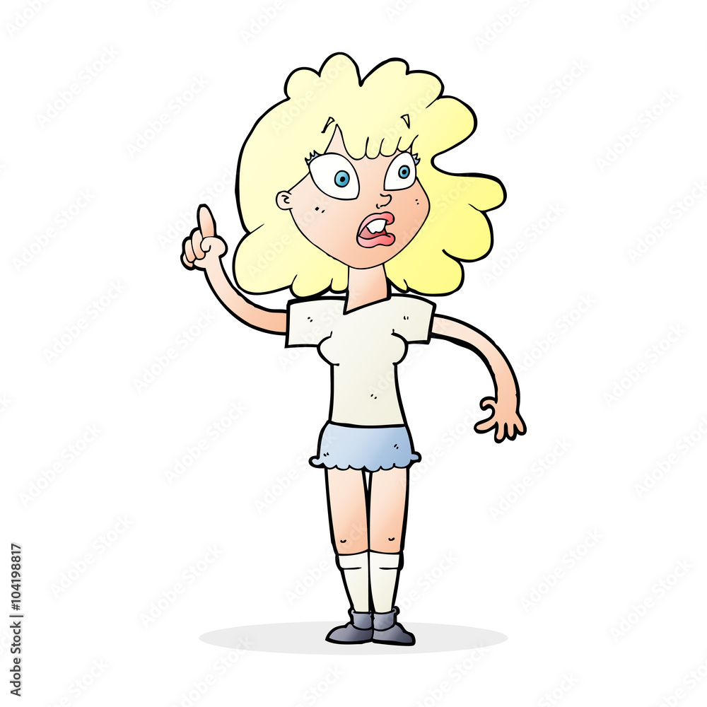 cartoon woman making point cartoon woman making point