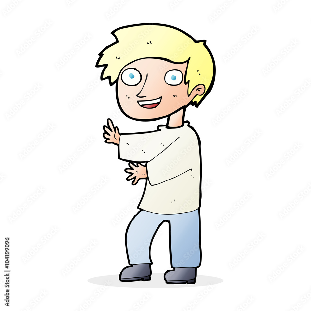 cartoon excited boy