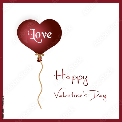 red helium balloon heart shape valentine card eps10