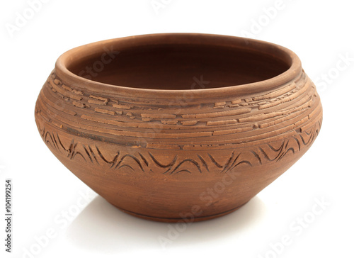 clay pot on white background