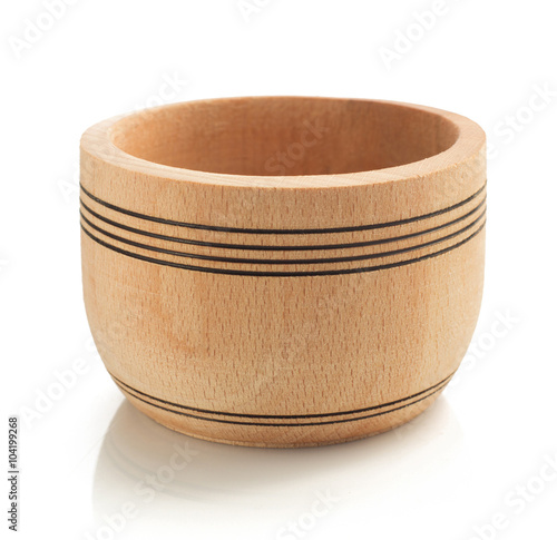 empty wooden bowl on white