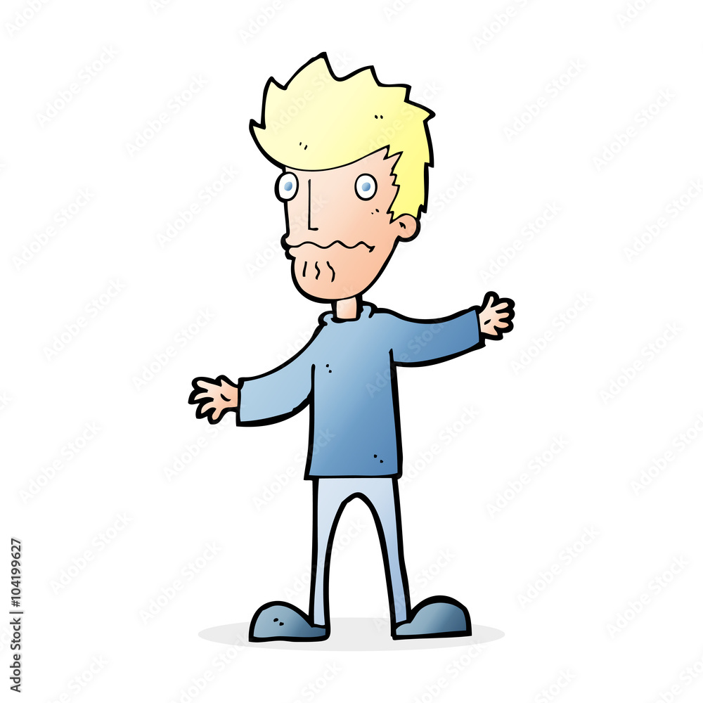 cartoon nervous man