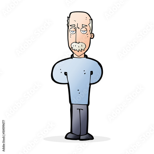cartoon annoyed balding man