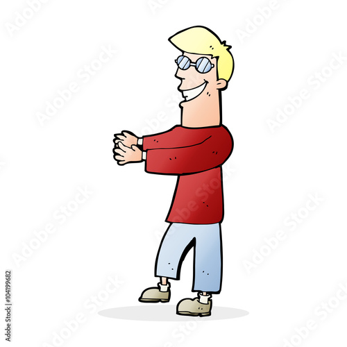 cartoon grinning man wearing glasses