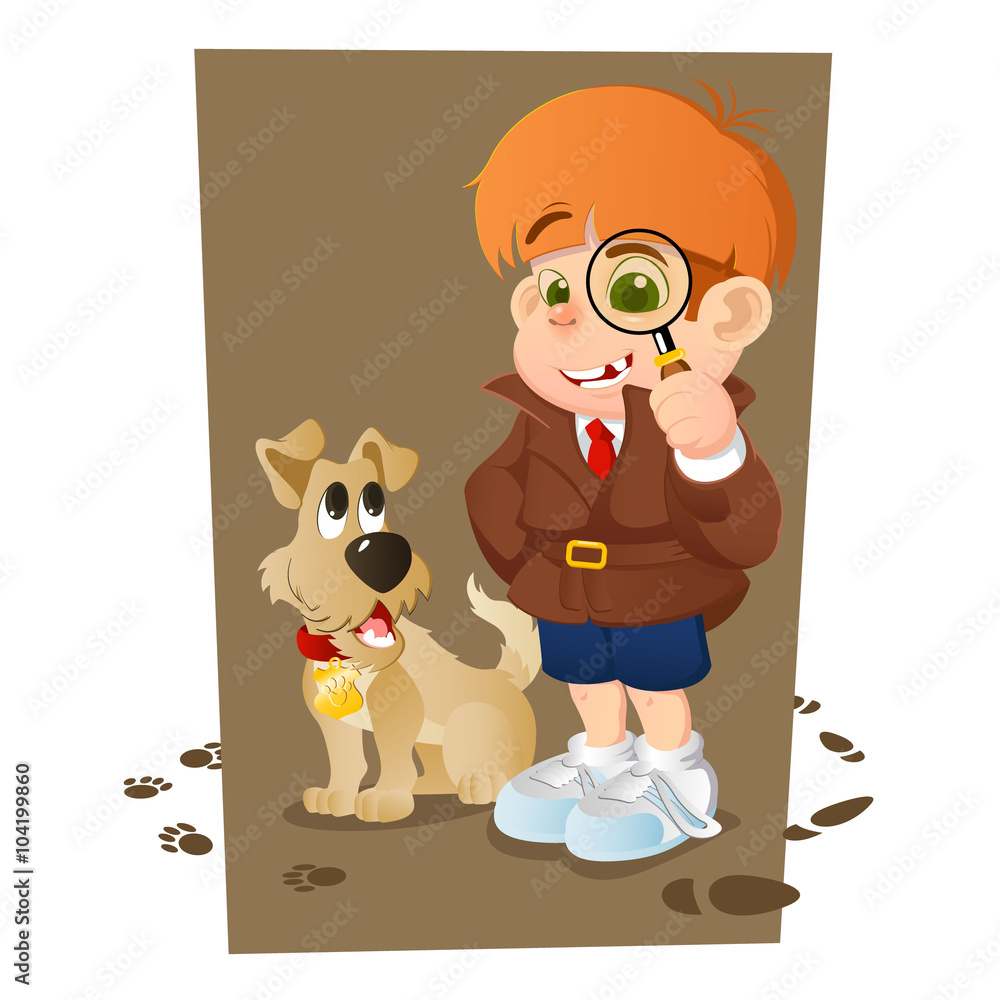 boy and his dog clipart images