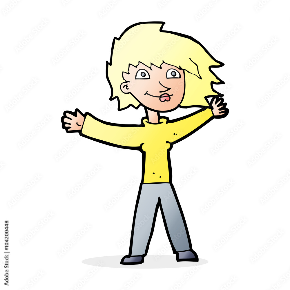cartoon excited woman waving cartoon excited woman waving