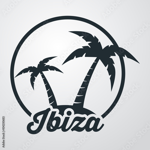 Icono plano Ibiza en isla en fondo degradado