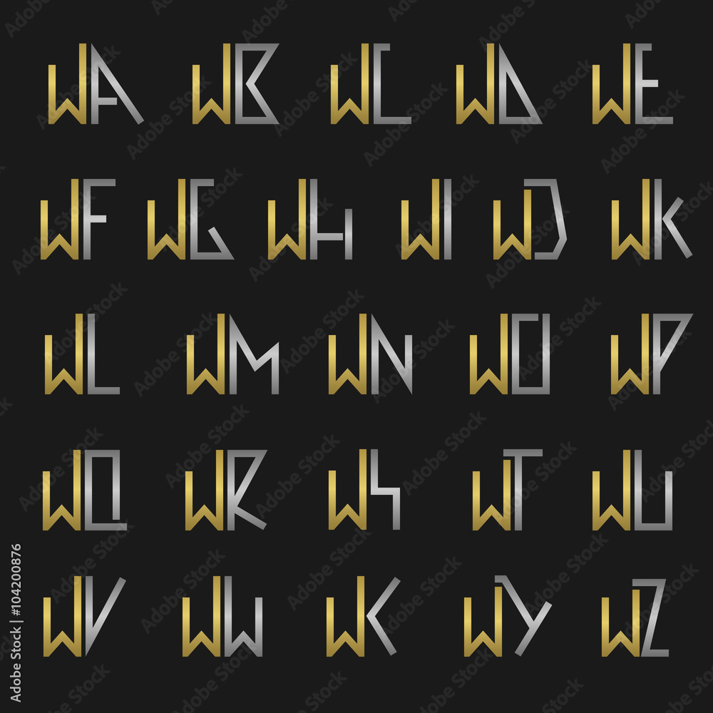 Letter W with alphabet