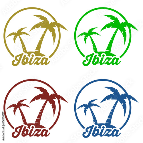 Icono plano Ibiza en isla en varios colores #1