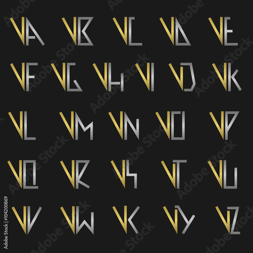 Letter V with alphabet