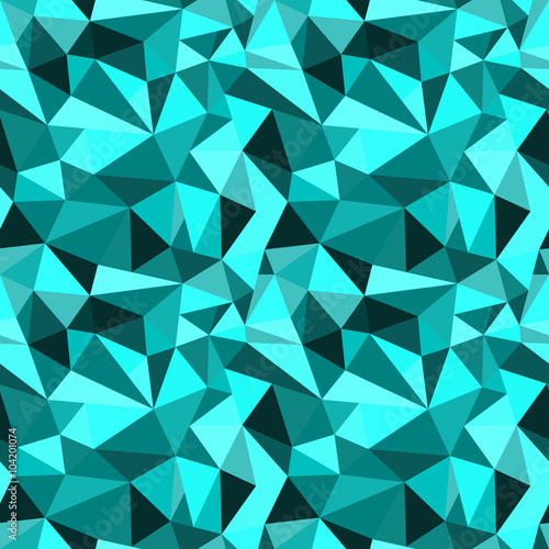 Vector seamless turquoise abstract geometric rumpled triangular graphic background. Digital vector illustration