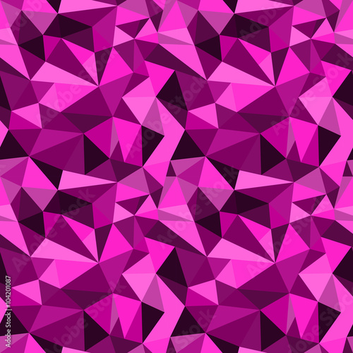 Vector seamless pink abstract geometric rumpled triangular graphic background. Digital vector illustration